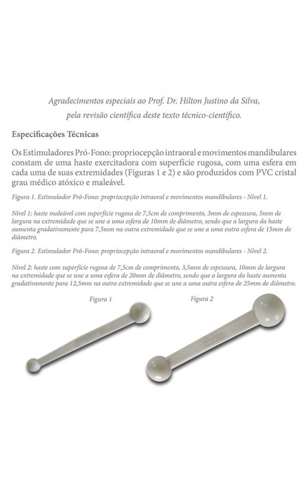 Estimuladores propriocepção intraoral e movimentos mandibulares Níveis 1 e 2